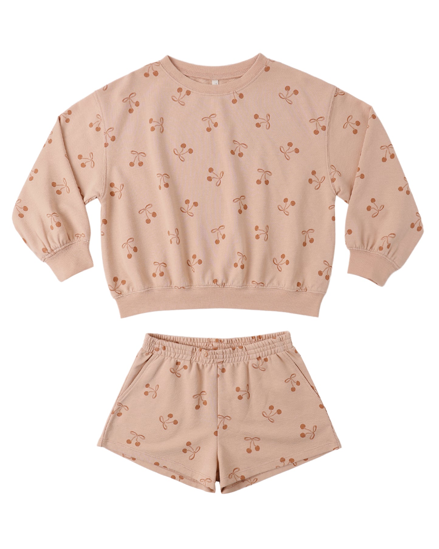 Rylee + Cru Summer Terry Set Cherry Bows Melon