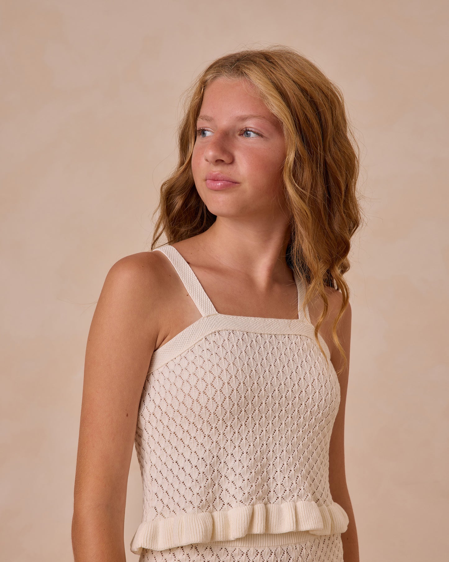 Rylee + Cru Ivory Crochet Tank Set for Teen