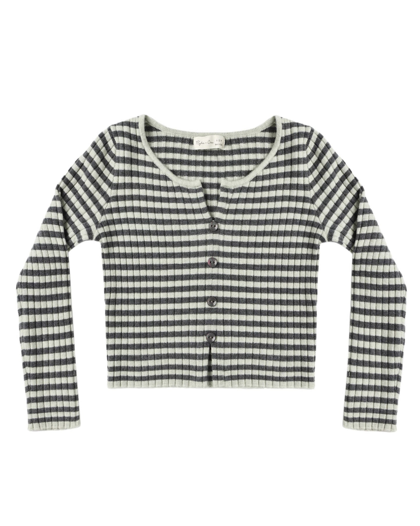 Rylee + Cru Long Sleeve Knit Tee Midnight Stripe
