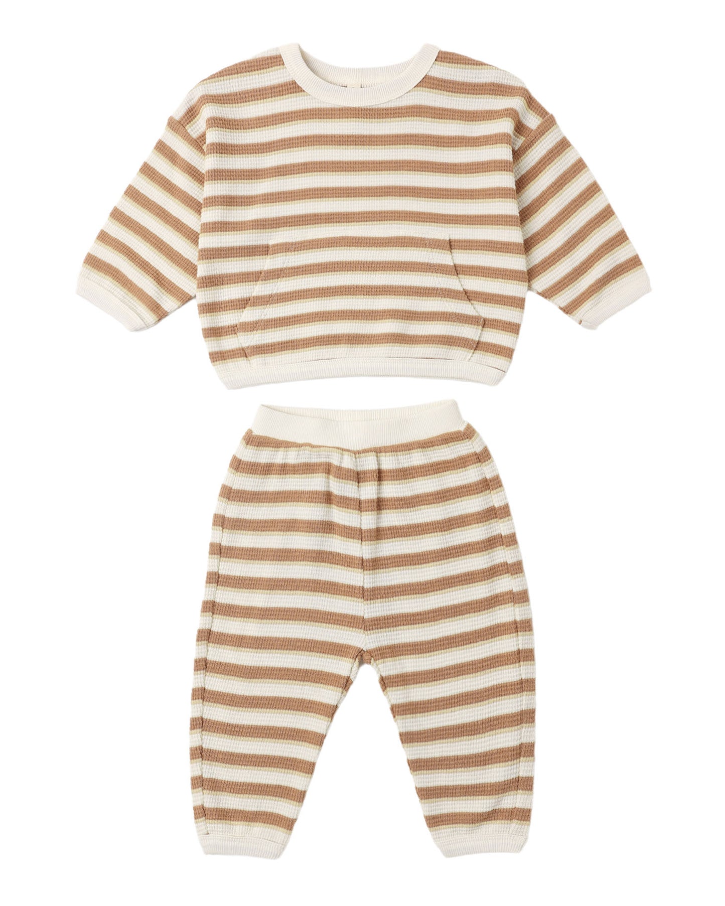 Quincy Mae Waffle Slouch Set Spice Stripe