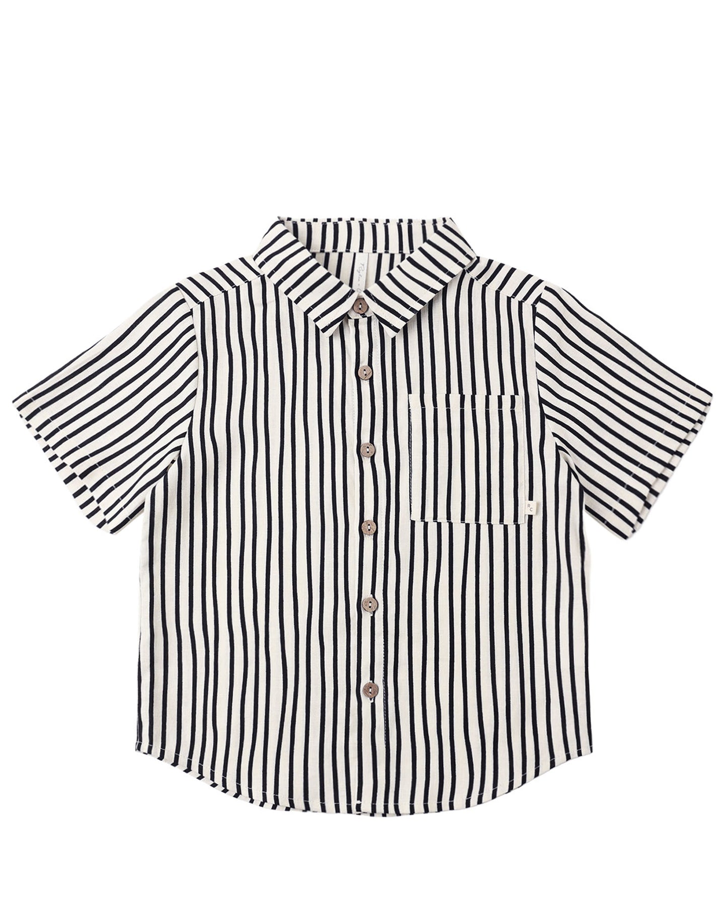 Rylee + Cru Collared Short Sleeve Shirt Wavy Stripe