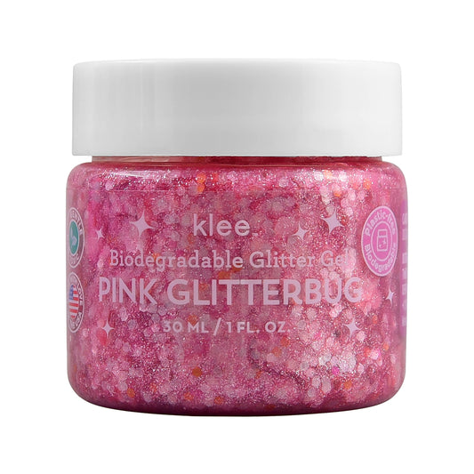 Klee Naturals - Pink Glitterbug - Klee Biodegradable Glitter Gel, 1 oz