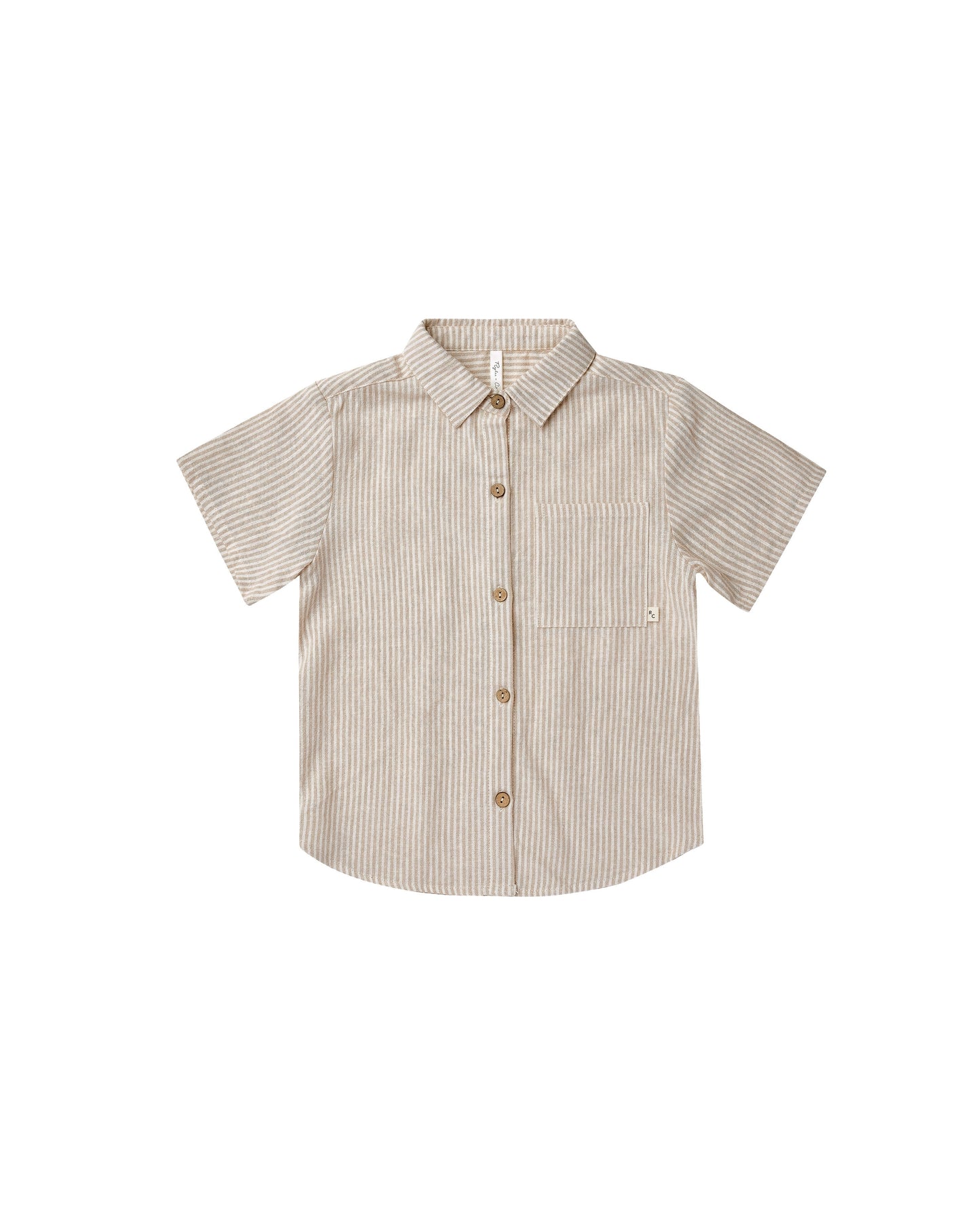 Rylee + Cru Collared Short Sleeve Shirt Sand Stripe