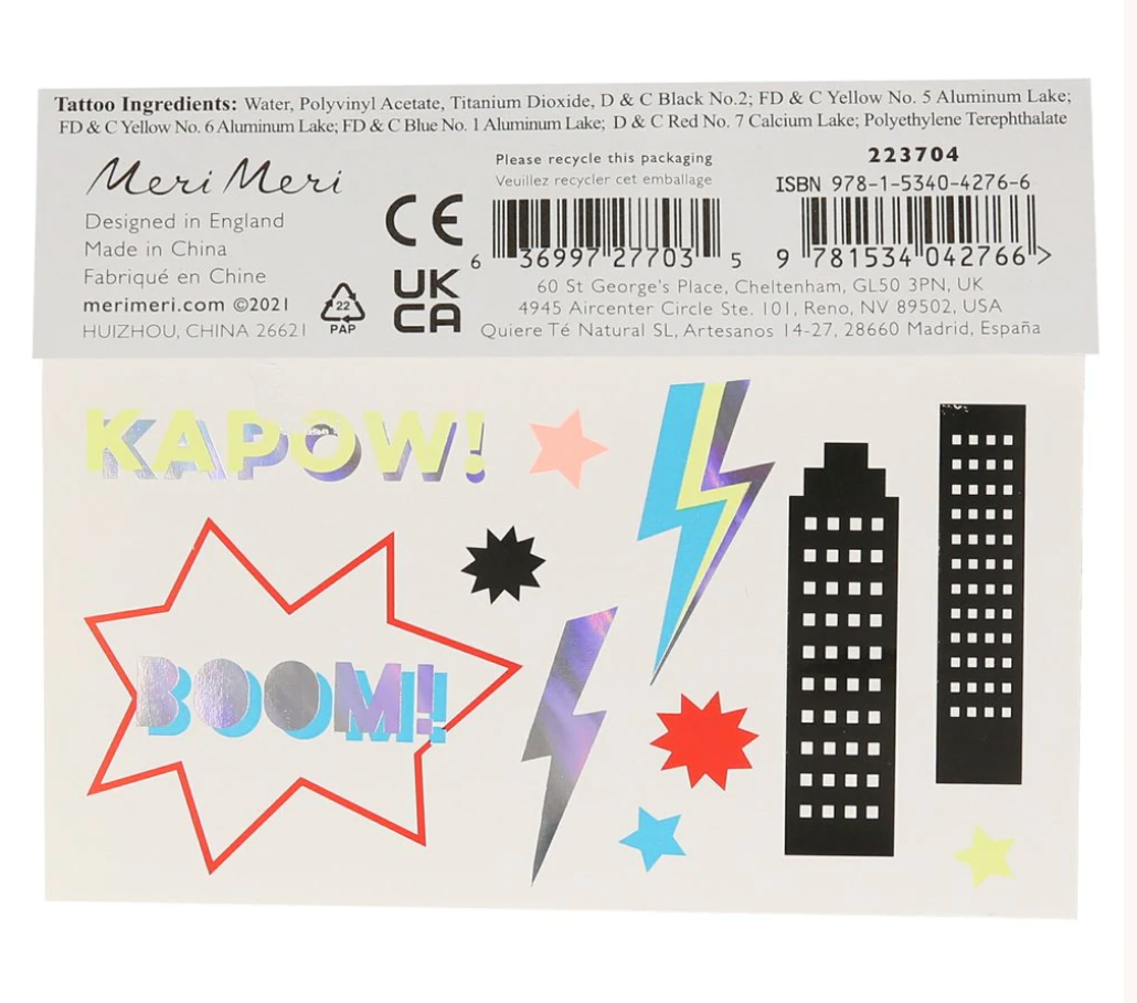 Meri Meri Superhero Tattoos