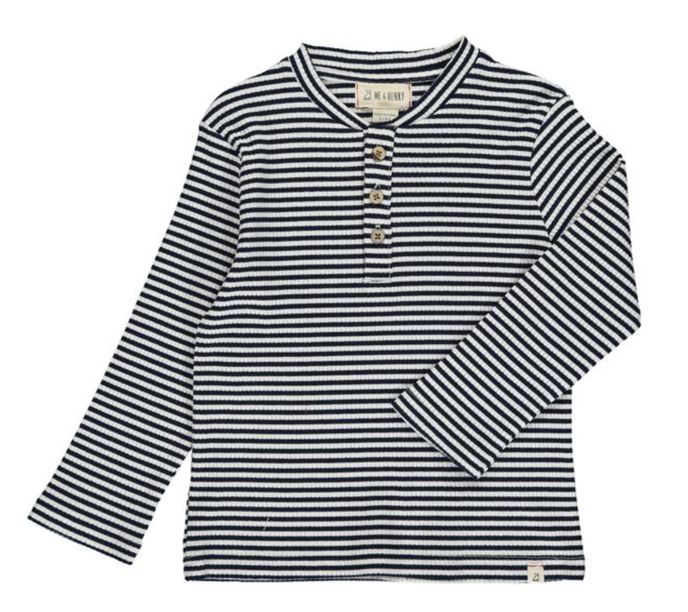 Me & Henry Adams Ribbed Henley - Navy Stripe
