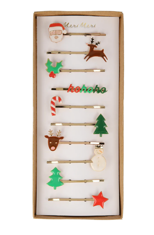Meri Meri Christmas Enamel Hair Slides - Set of 10