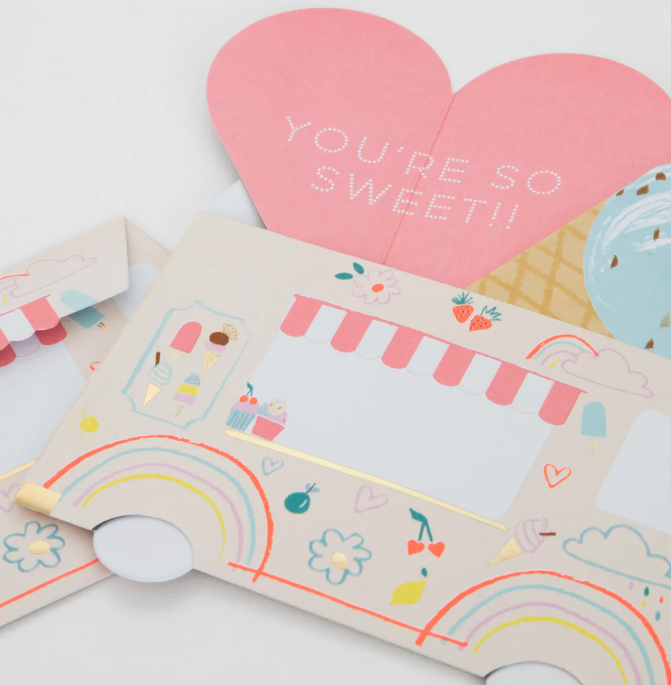 Meri Meri Ice Cream Valentine Cards - Pack of 12