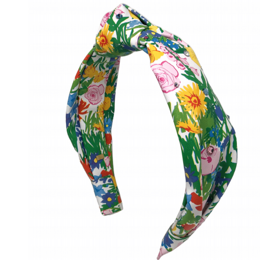 Bari Lynn Crystalized Floral Leather Knot Headband