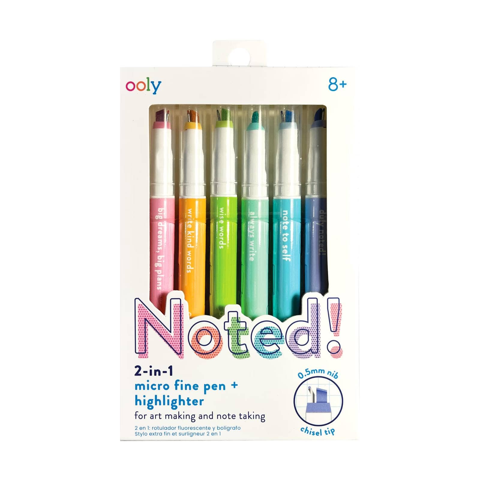OOLY - Noted! 2-in-1 Micro Fine Tip Pens & Highlighters - Set of 6 – Pitt  Street Kids