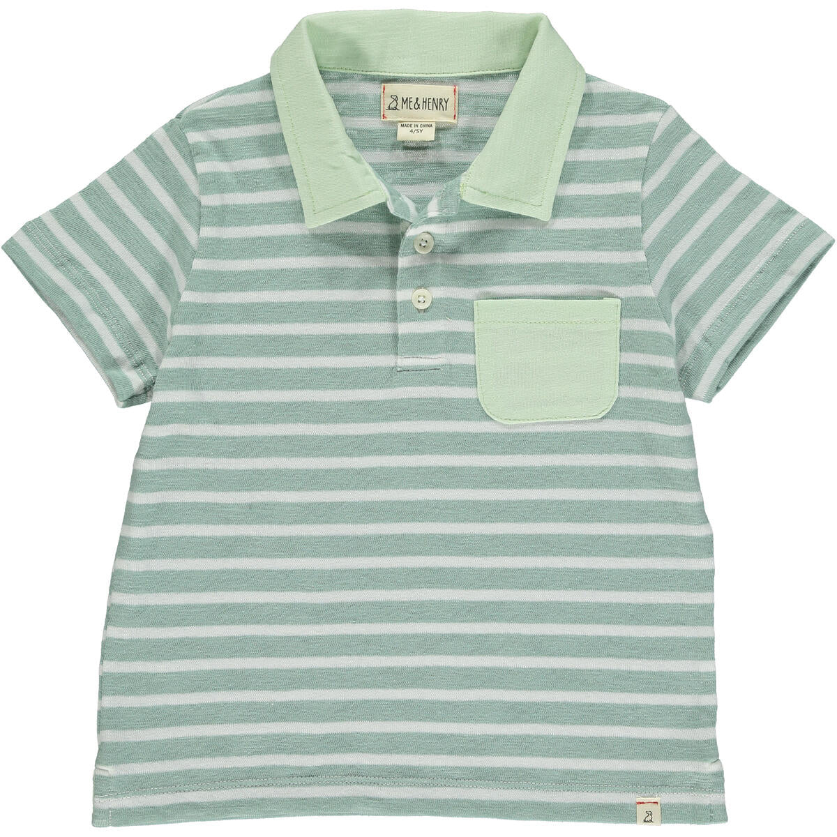 Me & Henry Anchor Polo in Sage/White