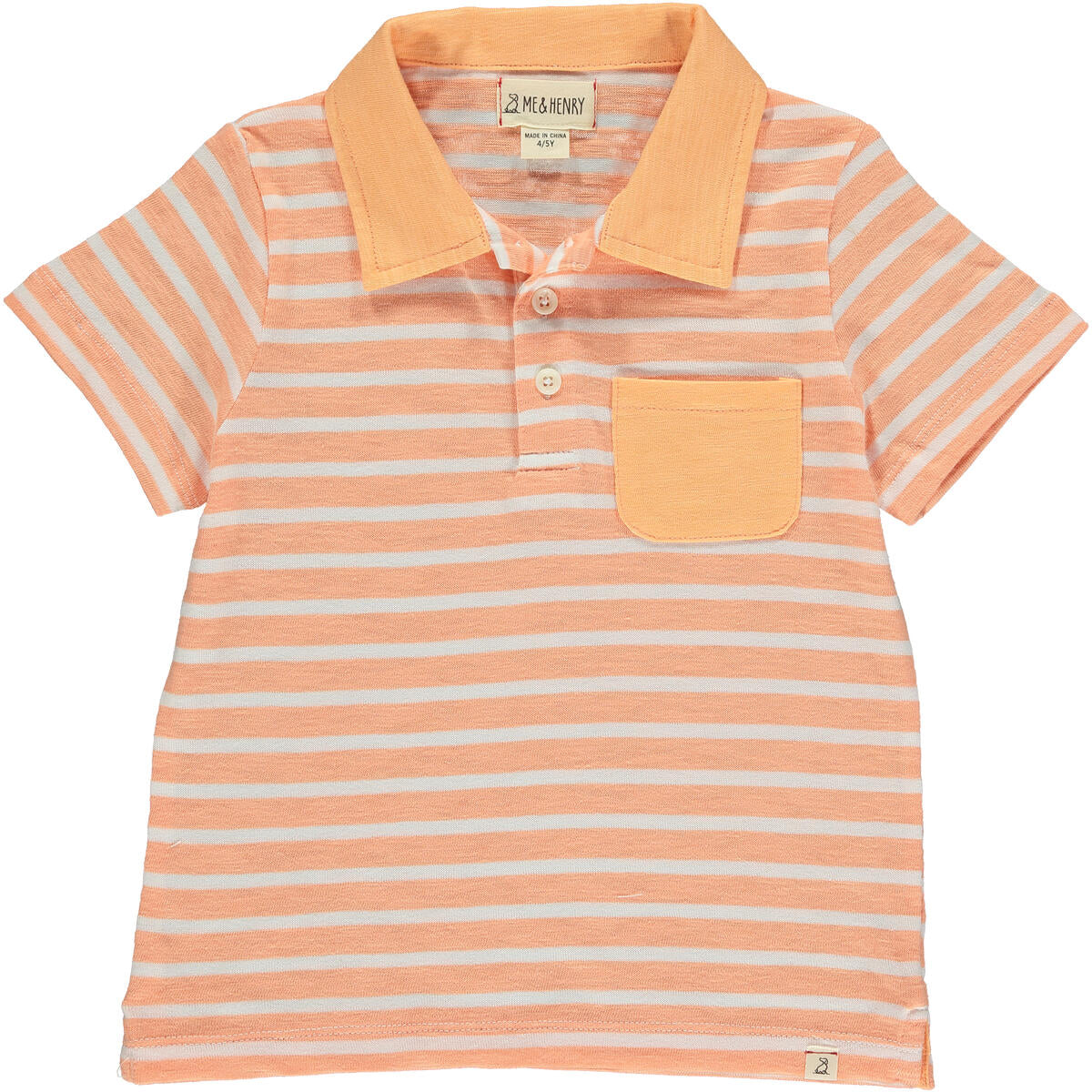 Me & Henry Anchor Polo in Peach/White