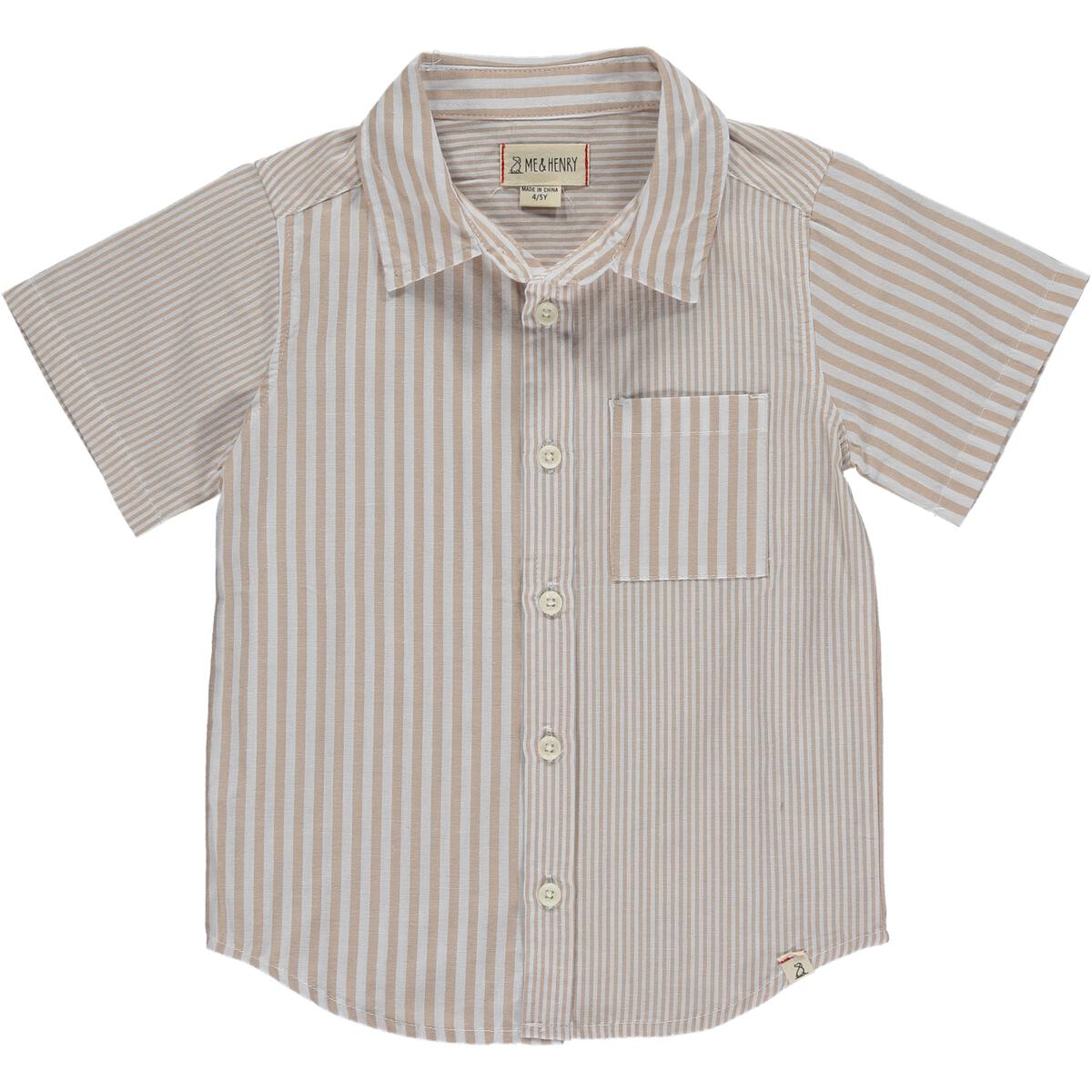 Me & Henry Arthur Striped Woven Shirt in Beige/White Multi