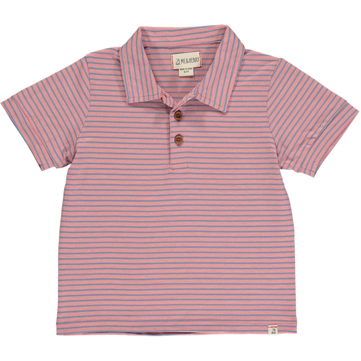 Me & Henry Flagstaff Polo in Pink/royal multi stripe