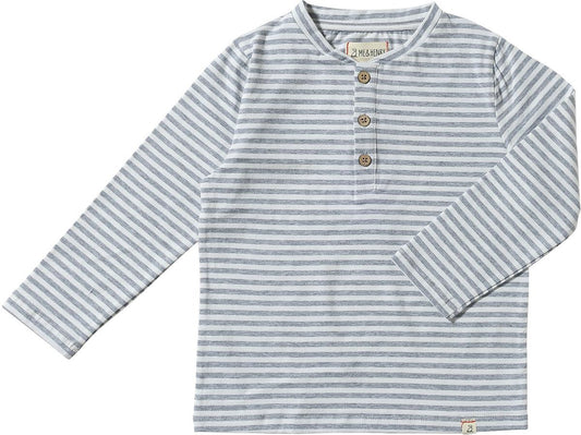 Me & Henry Adams Henley Grey/White Stripe