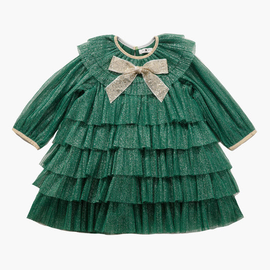 Petite Hailey Multi-layer Green Tulle Dress