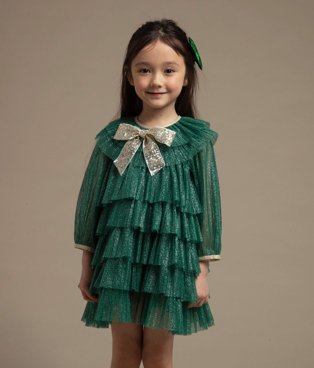 Petite Hailey Multi-layer Green Tulle Dress