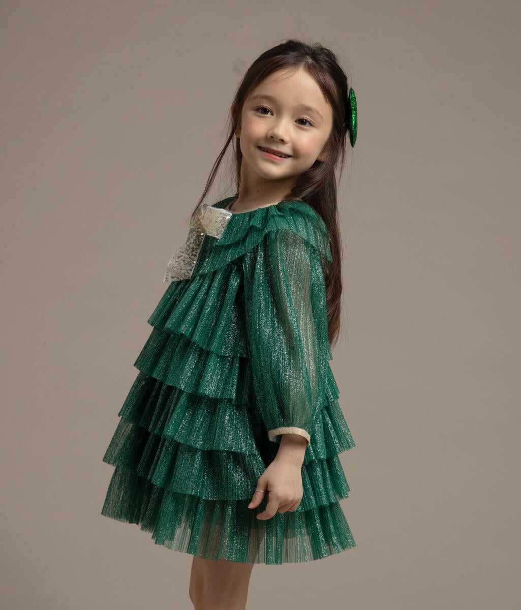 Petite Hailey Multi-layer Green Tulle Dress