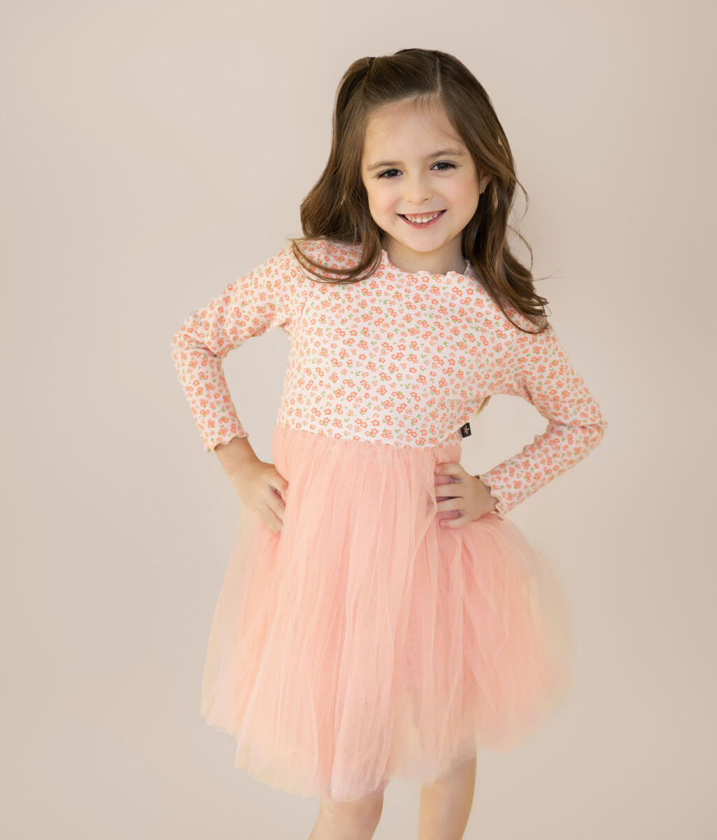 Petite Hailey Vintage Flower 6 Dress Peach