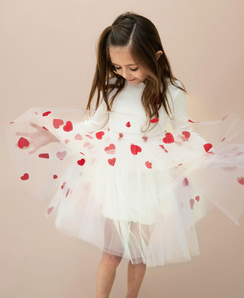 Petite Hailey Heart Tutu Dress White