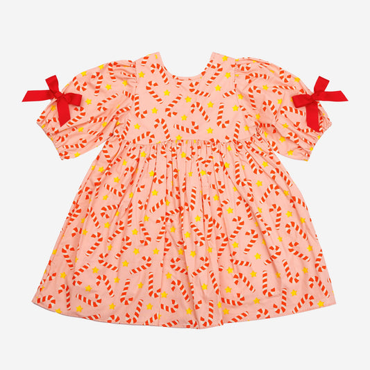Petite Hailey Printed Balloon Dress Candy Cane