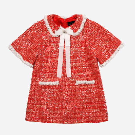 Petite Hailey Chloe Tweed Garment Dress Red