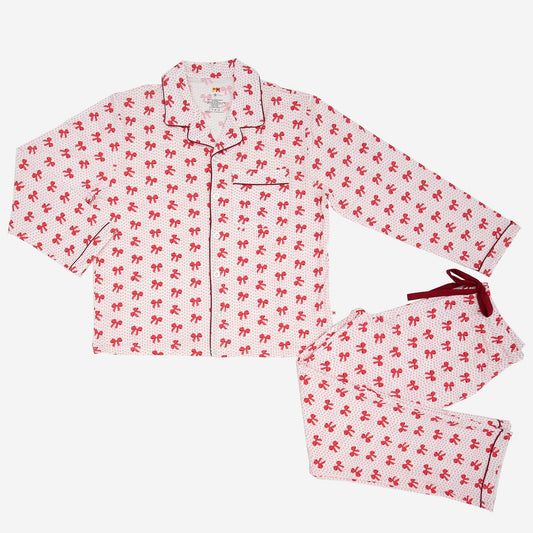 Petite Hailey Bamboo Adult PJs Set Pink Bow
