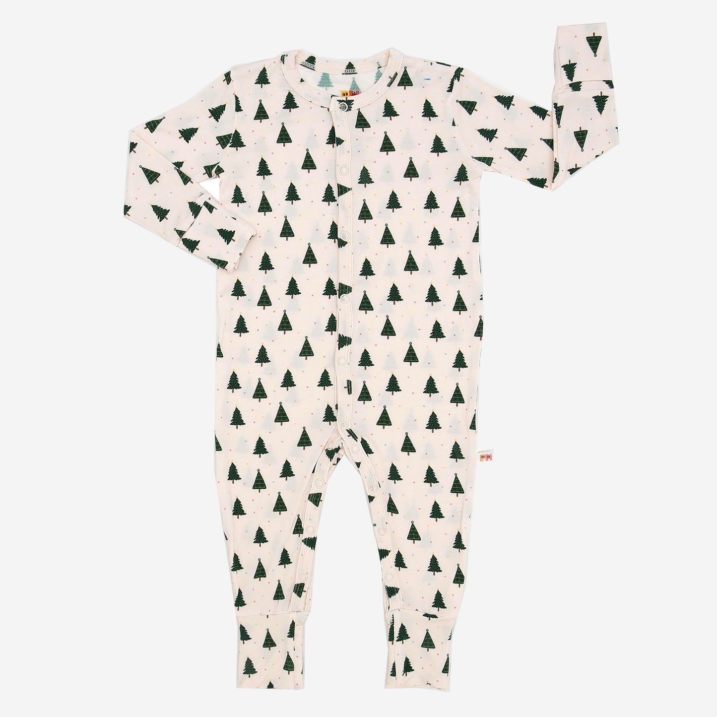 Petite Hailey Bamboo LS Snap Romper Tree
