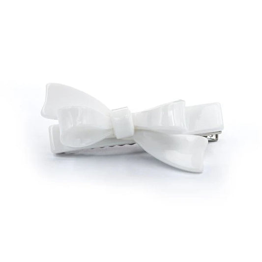 Lilies & Roses Bow Hair Clip - White