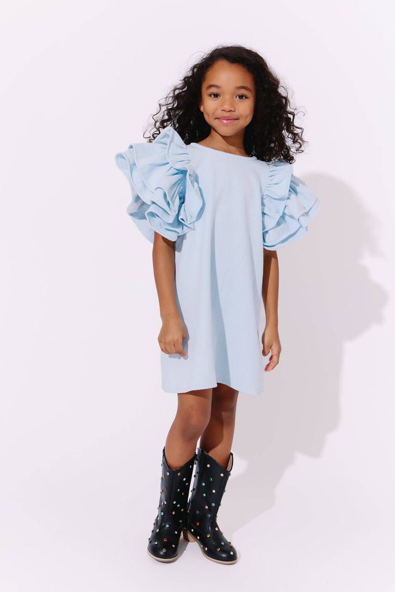 Lola and the Boys Blue Princess Ruffle Denim Dress