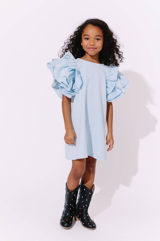 Lola and the Boys Blue Princess Ruffle Denim Dress