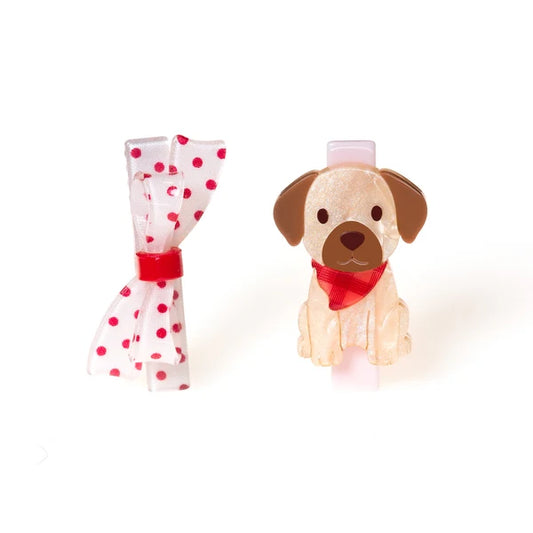 Lilies & Roses Cute Dog with Scarf Hair Clips