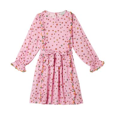 Stella McCartney Girl Ls Ditsy Multicolor Stars Dress Pink