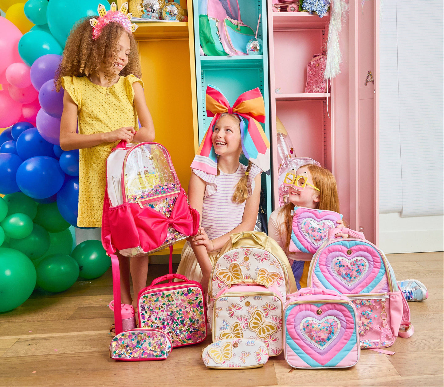 Packed Party - "Taylor" Quilted Confetti Hearts Backpack