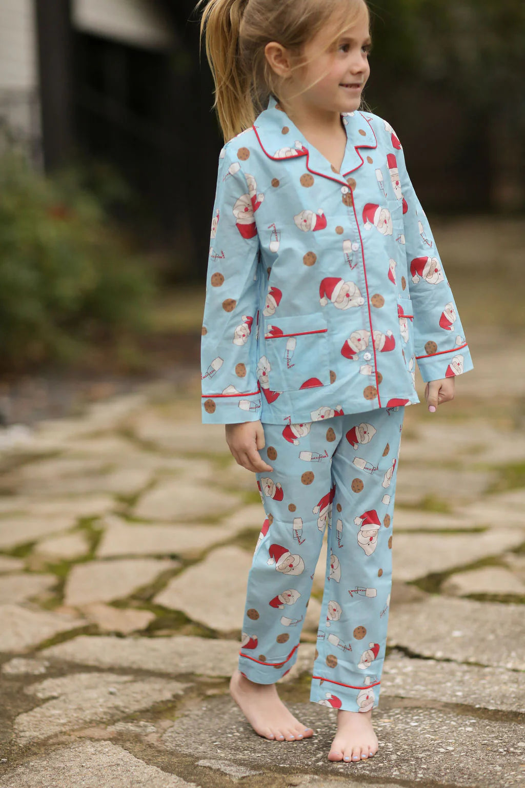 Dear Georgie Kid's Classic Pajama Set - Milk + Cookies Santa