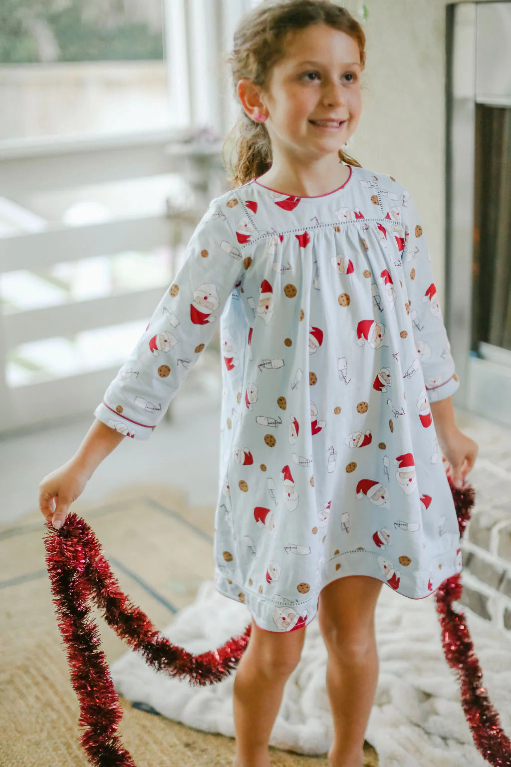 Dear Georgie Kid's Nightgown - Milk and Cookies Santa