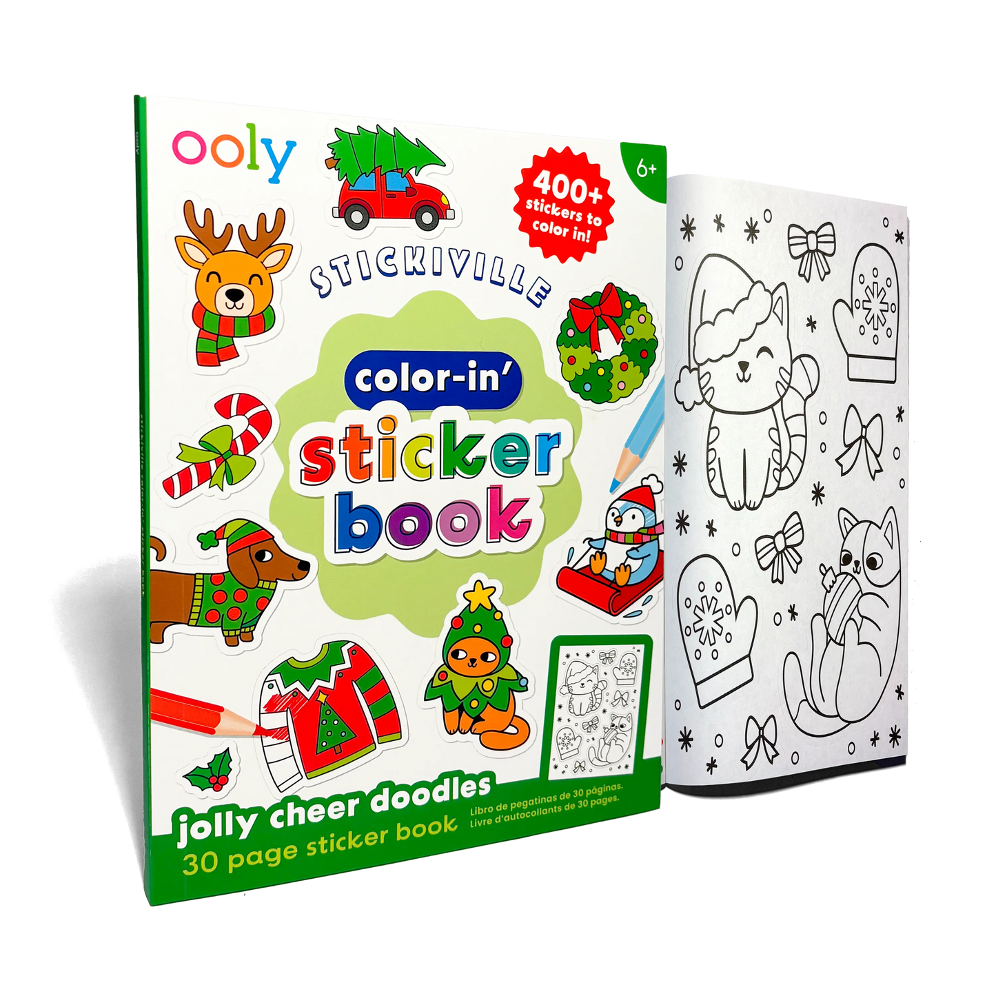 OOLY - Stickiville Color-in' Sticker Book - Jolly Cheer Doodles