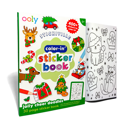 OOLY - Stickiville Color-in' Sticker Book - Jolly Cheer Doodles
