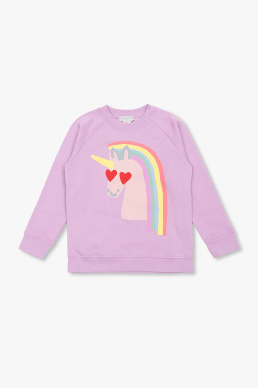 Girl Sweatshirt With Heart Unicorn Print