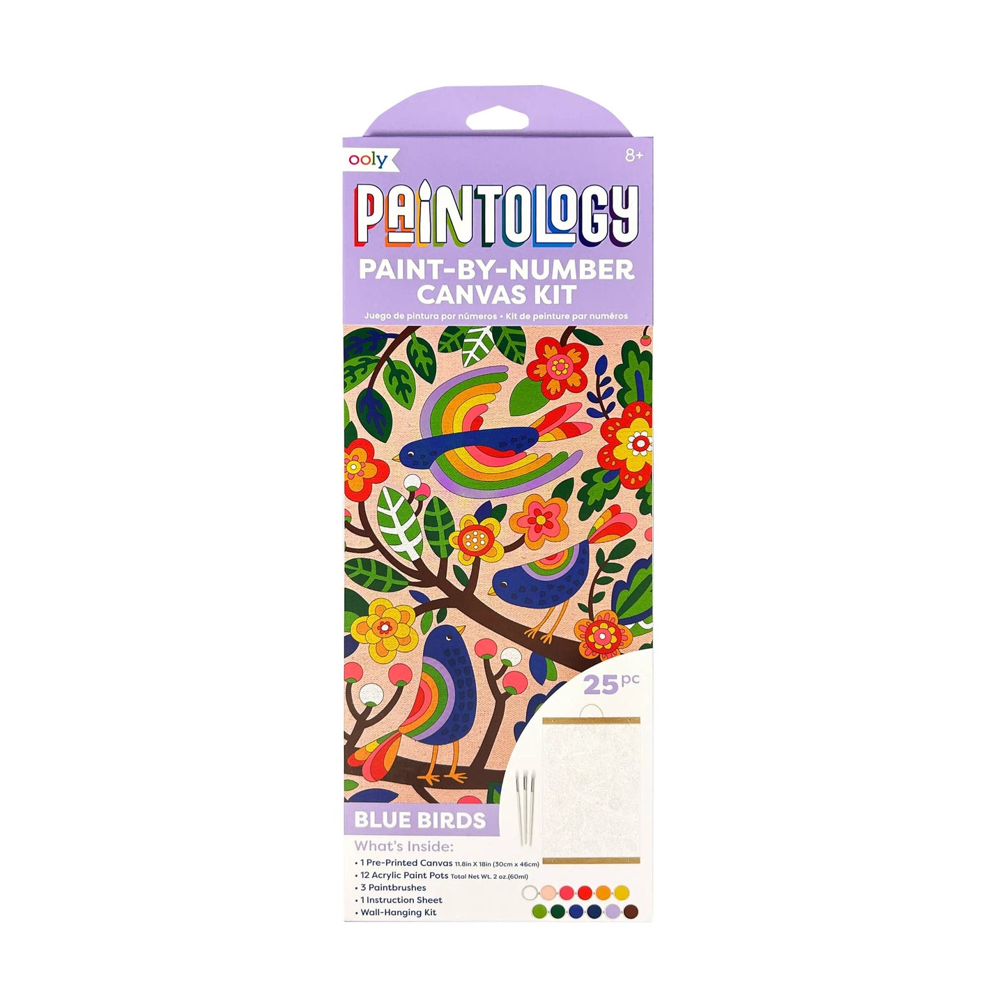 OOLY - Paintology Paint By Number Canvas Kit - Blue Birds 25 PC Set