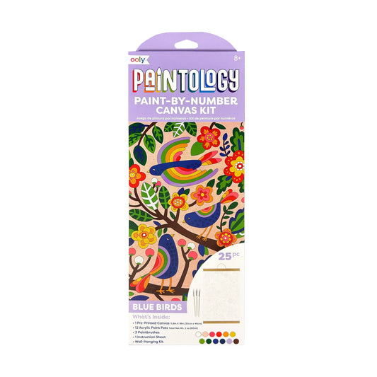 OOLY - Paintology Paint By Number Canvas Kit - Blue Birds 25 PC Set