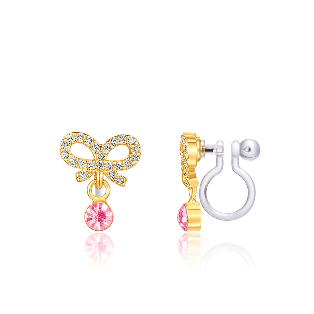 Girl Nation - Crystal Bow CLIP ON Earrings with CZ