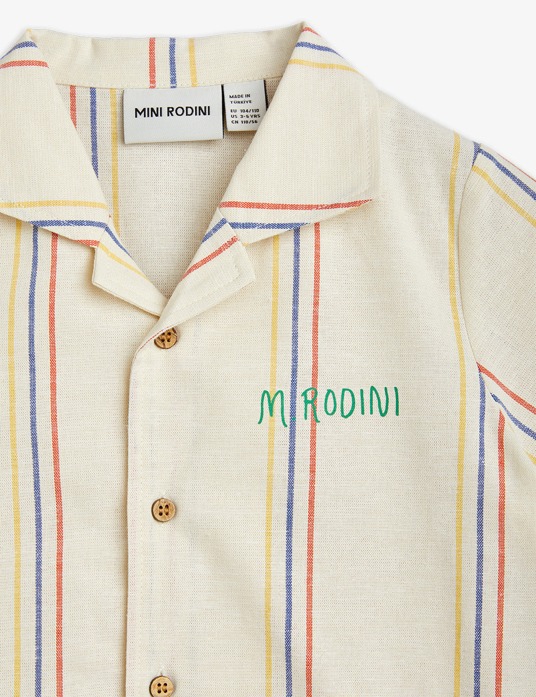 Mini Rodini Stripe Y/D Woven Ss Shirt in Offwhite