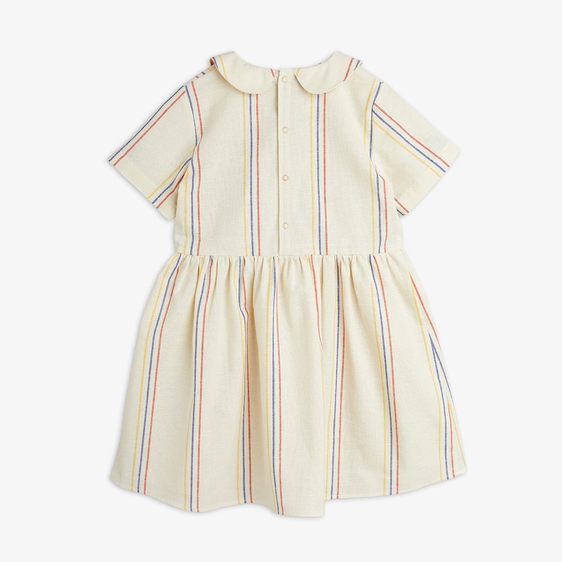 Mini Rodini Stripe Y/D Woven SS Dress in Offwhite