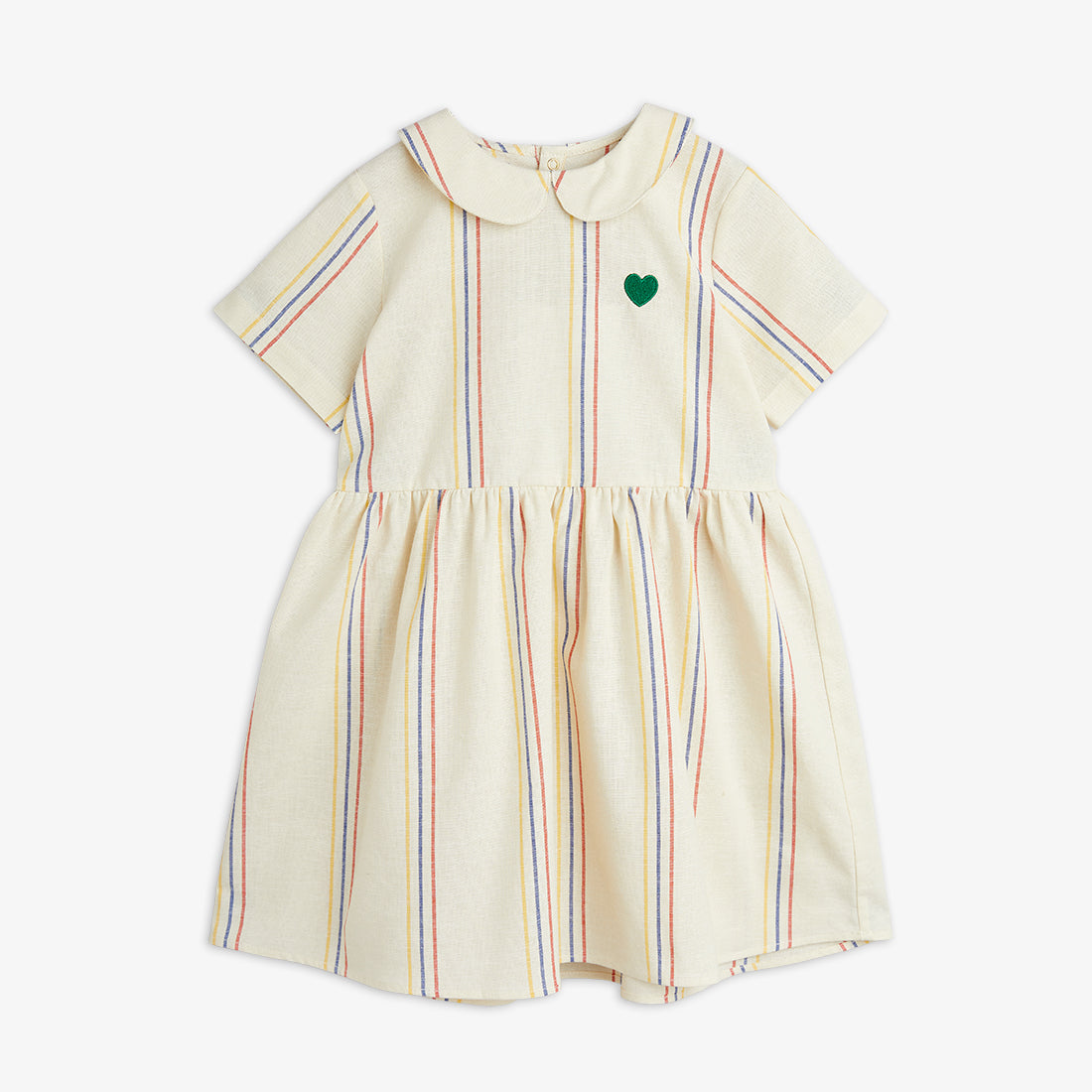 Mini Rodini Stripe Y/D Woven SS Dress in Offwhite