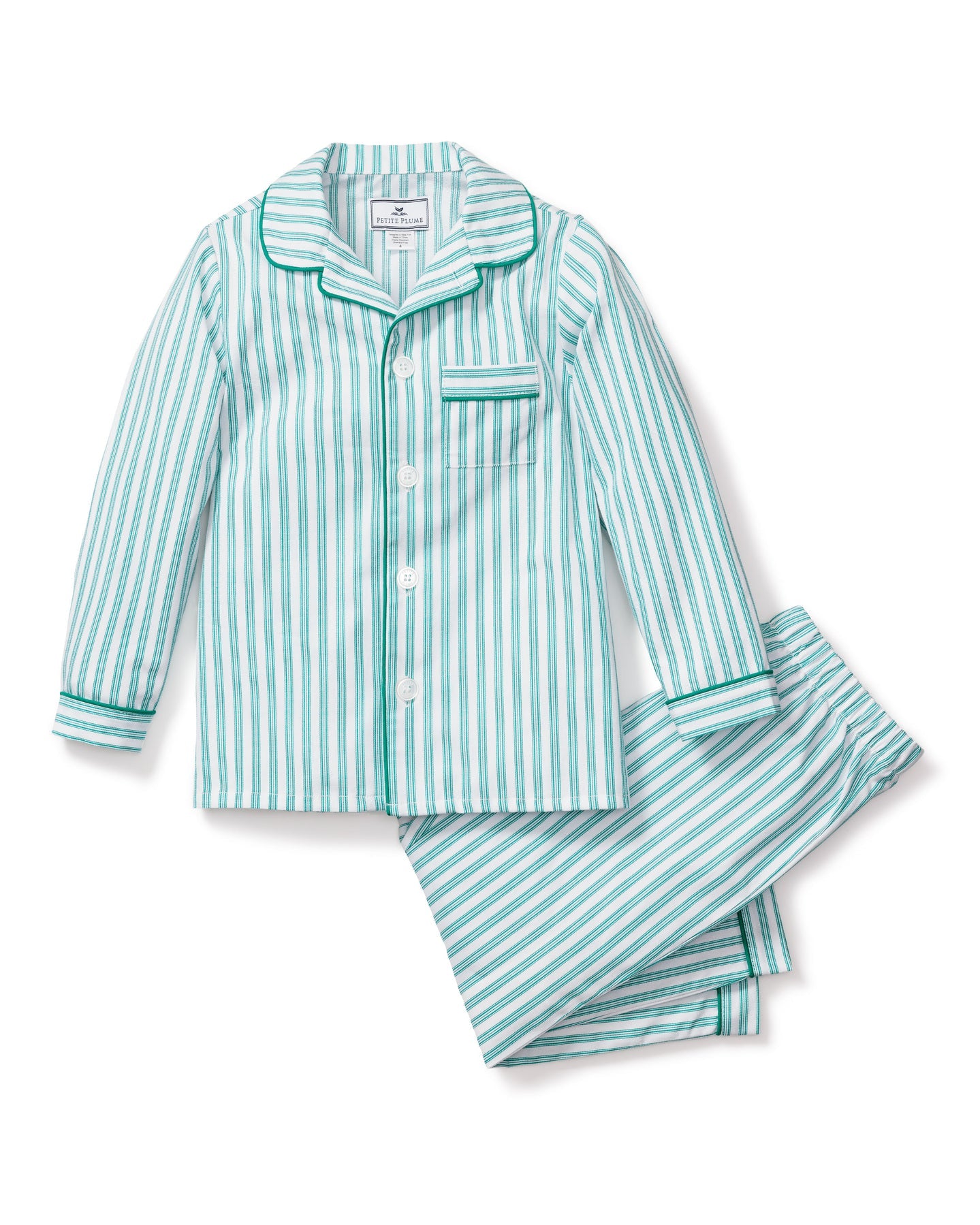 Petite Plume Children's Emerald Ticking Pajama Set