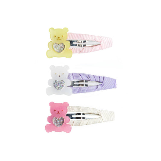 Lilies and Roses Heart Bears Pastel Colors Snap Clips