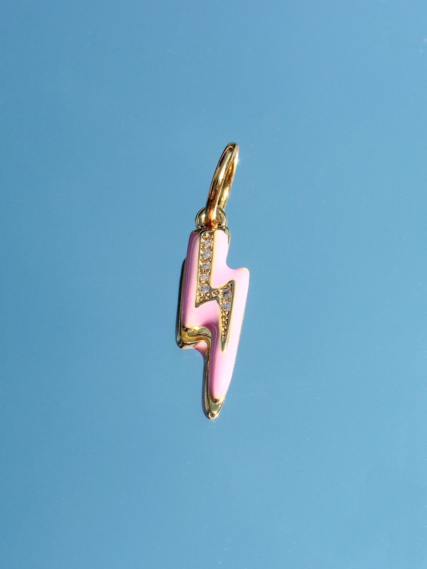 Beaded by Meg - Small Pink Lightning Bolt Charm