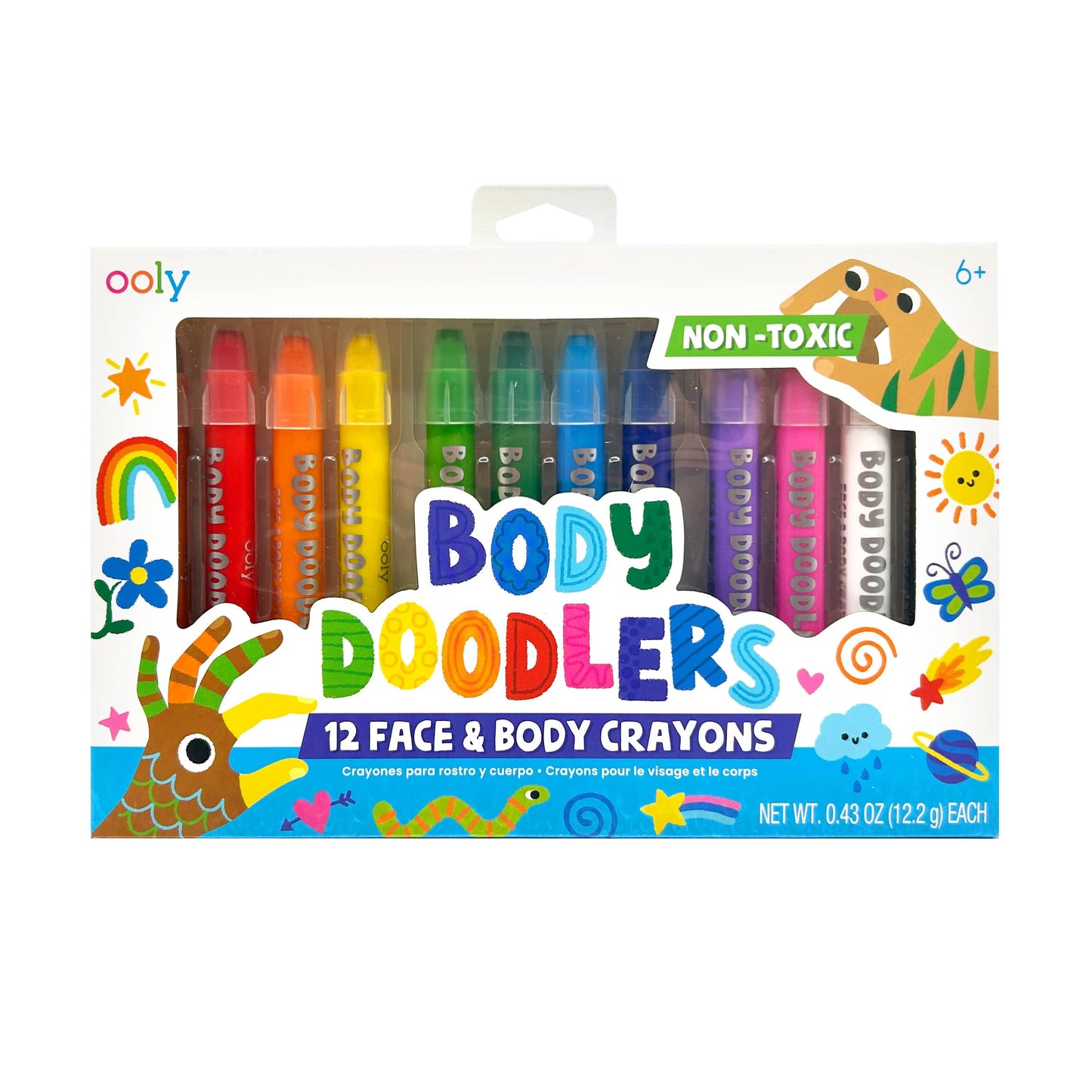 OOLY - Body Doodlers Face & Body Crayons - Set of 12 Colors