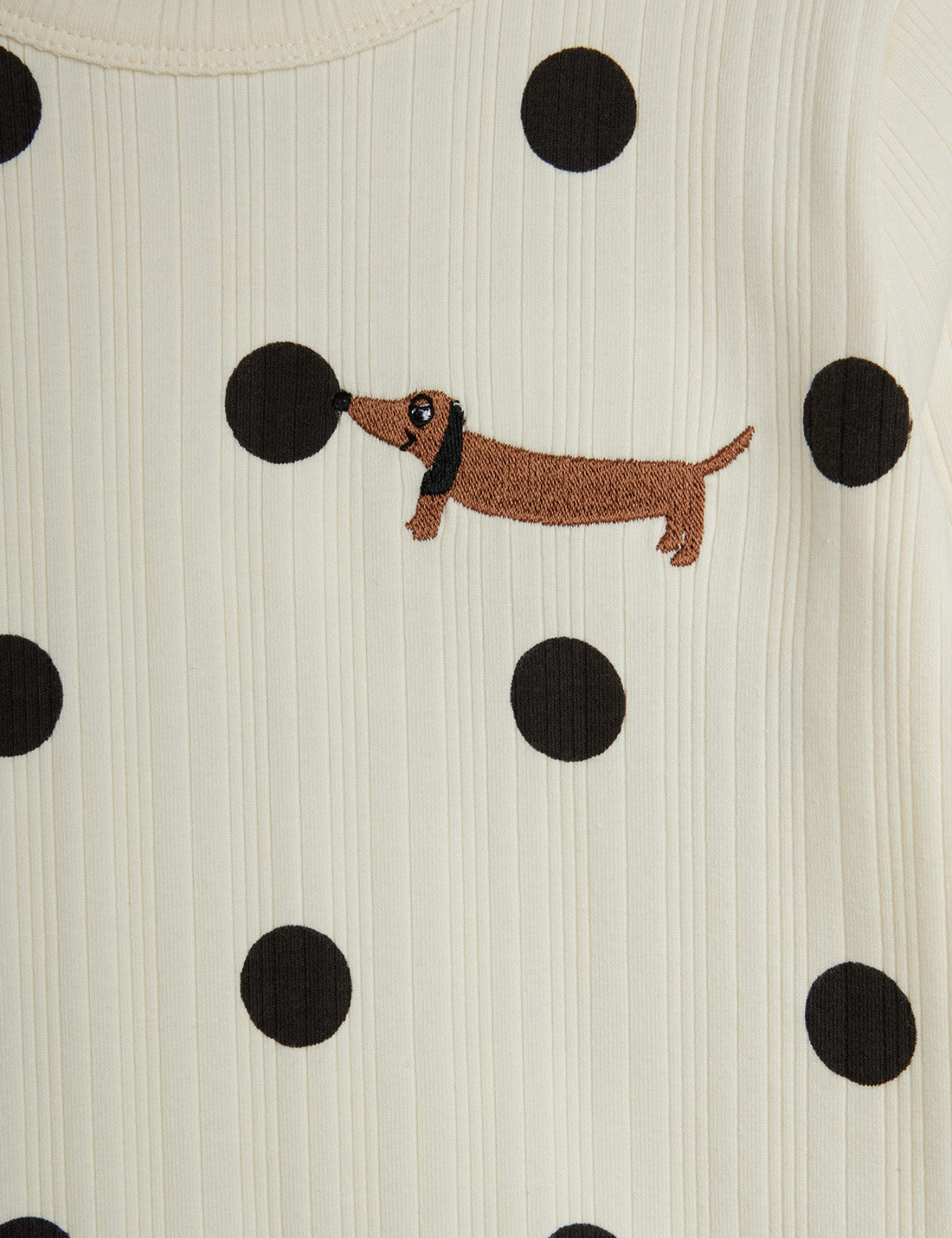 Mini Rodini Dots AOP Dog LS Tee Off-White
