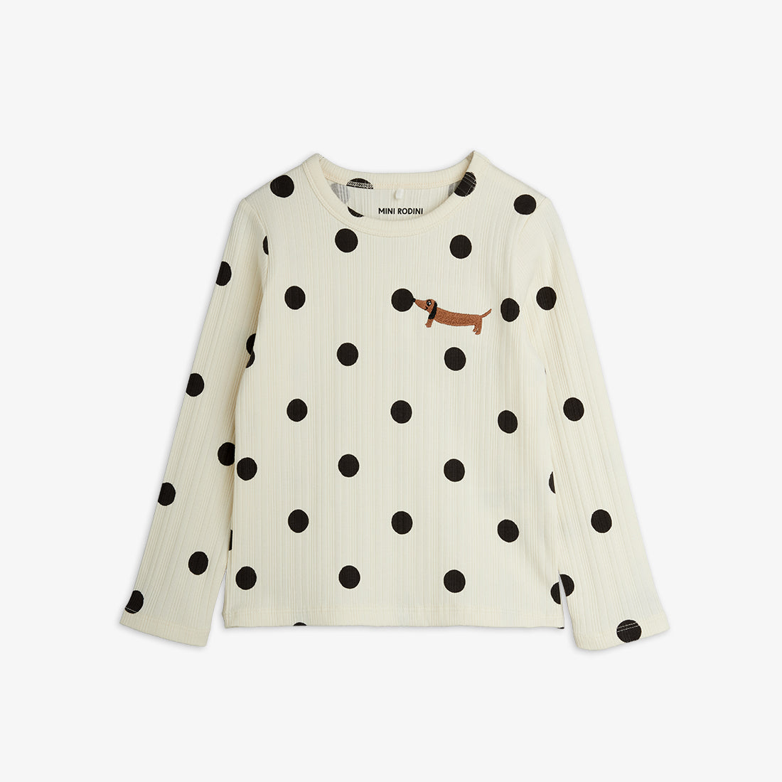 Mini Rodini Dots AOP Dog LS Tee Off-White